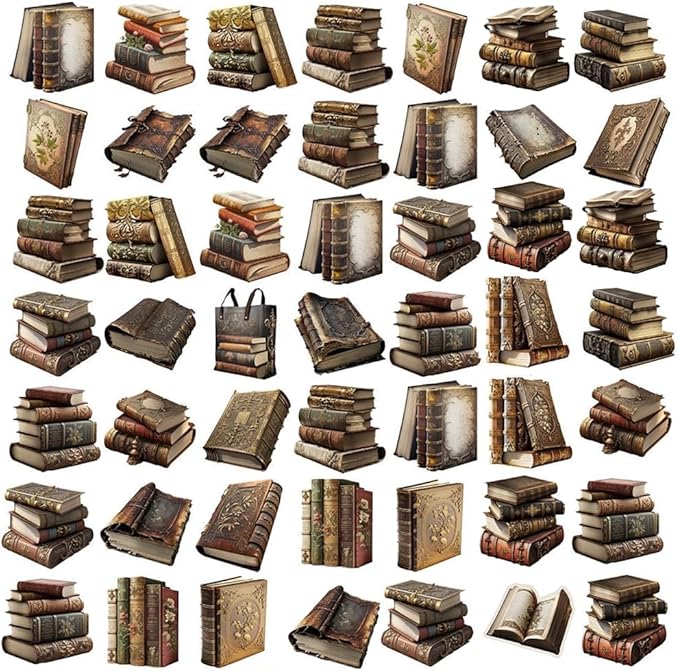 50Pcs Waterproof Vintage Stickers,Scrapbooking Supplies Kit,Aesthetic Decorative Craft Sticker for Planner, Bullet Journaling, Junk Journal, Water Bottles, Laptop, Retro Craft.Books