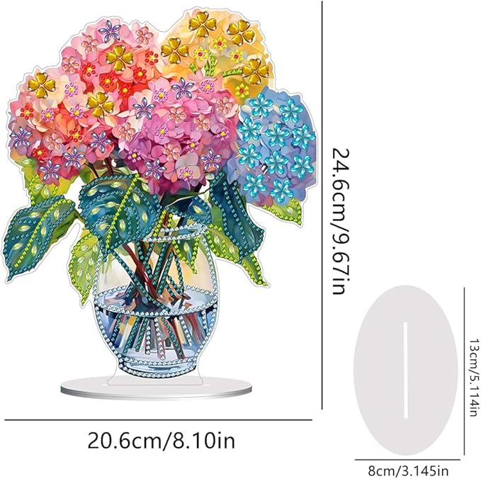 hyzsj DIY Diamond Desktop Ornament Flower, Crystal Vase Diamond Art Painting Tabletop Ornaments Single Sided, Diamond Ornament for Adult Beginner Home Office Decor Crafts Gift