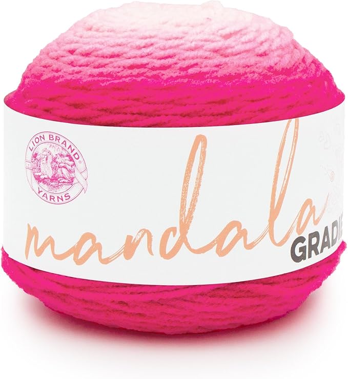Lion Brand Yarn Mandala Gradient, Multicolor Yarn for Knitting, Crochet and Crafting, Hot Pink, 1 Pack