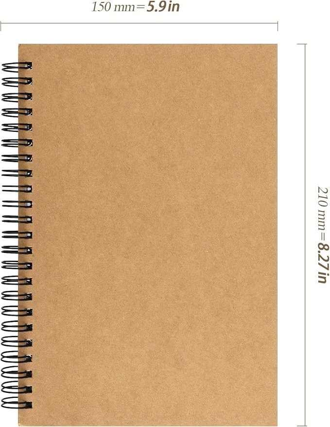 20 Pack A5 Unlined Spiral Notebook, 120 Pages/60 Sheets Softcover Kraft Blank Stketch Book Journal Notebook, Sketch Padfor Drawing, Sketching, Writing, 8.3 x 5.5 inch
