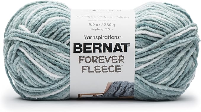 Bernat Forever Fleece Peppermint Yarn - 2 Pack of 280g/9.9oz - Polyester - 6 Super Bulky - 194 Yards - Knitting/Crochet