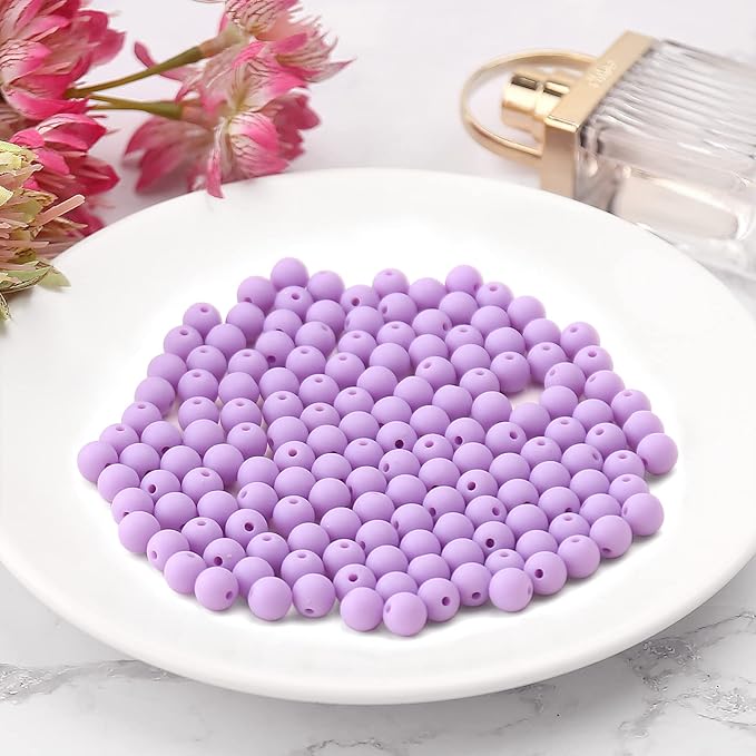 bonny boxx 500pcs 8mm matte light purple acrylic round beads, frosted plastic resin bubblegum balls chunky gumball beads for necklace and bracelet making, crafting supplies