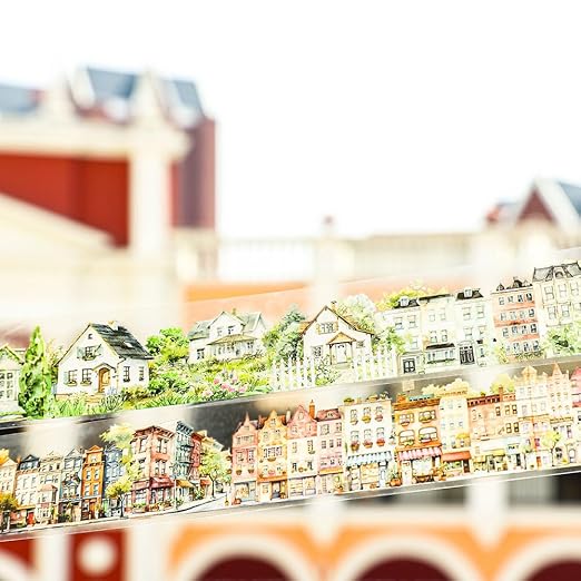 Town Landscape PET Tape Scrapbook Supplies Vintage Town Building Decorative Tape Scrapbook Stickers Aesthetic House Building Washi Tape Stickers For Scrapbooking Junk Journal Journaling Supplies