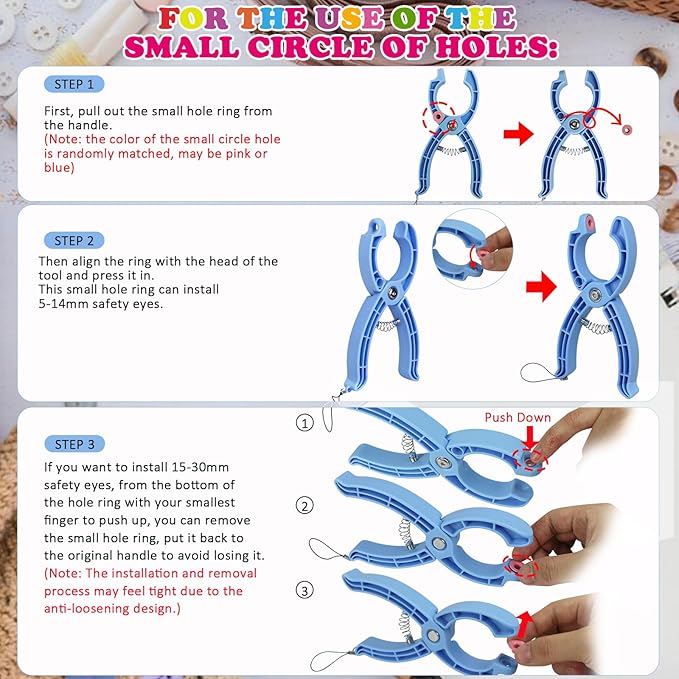 Safety Eye Tool, Safety Eyes for Crocheting Auxiliary, Safety Eyes Tool for Amigurumi Crochet & Stuffed 5-30mm Animal Eyes Making Supplies Tool - Blue（1PCS)