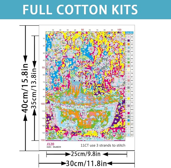 eterkosu halloween counted cross stitch kits for adults, ghost stamped cross stitch kits for beginners, needlepoint cross-stitch horror patterns embroidery kits arts and crafts for home decor