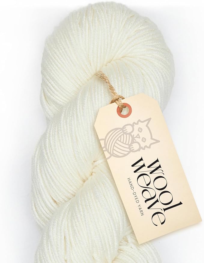 Superwash Merino Wool Yarn for Knitting & Crocheting - Hand Dyed, 100gr, 240 Yards, Dk Weight - Luxurious, Soft & Durable Off White Yarn