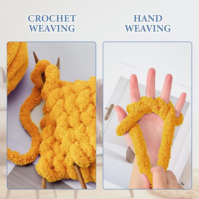 Chunky Yarn for Hand Knitting, Jumbo Chunky Yarn for Crocheting, Chunky Chenille Yarn, 8 Pack (32 yds 8.5 oz Each Skein),#7, Turmeric