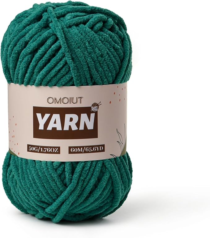 Plush Chenille Chunky Crochet Yarn - Baby Yarn for Crocheting Soft - Velvet Yarns Knitting for Blankets Crafts - Fluffy Amigurumi Yarns 50g / 65.6yd (Greener)