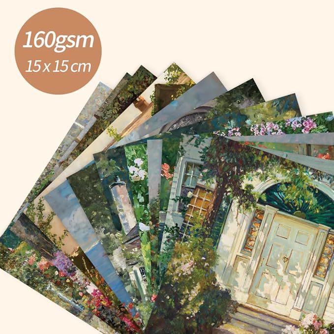6x6” 160gsm cardstock Single Sided Scrapbooking 24 Papers Pad vintage decoupage scrapbook kit patterned paper junk journal supplies journaling supply scrap paper crafting Courtyard