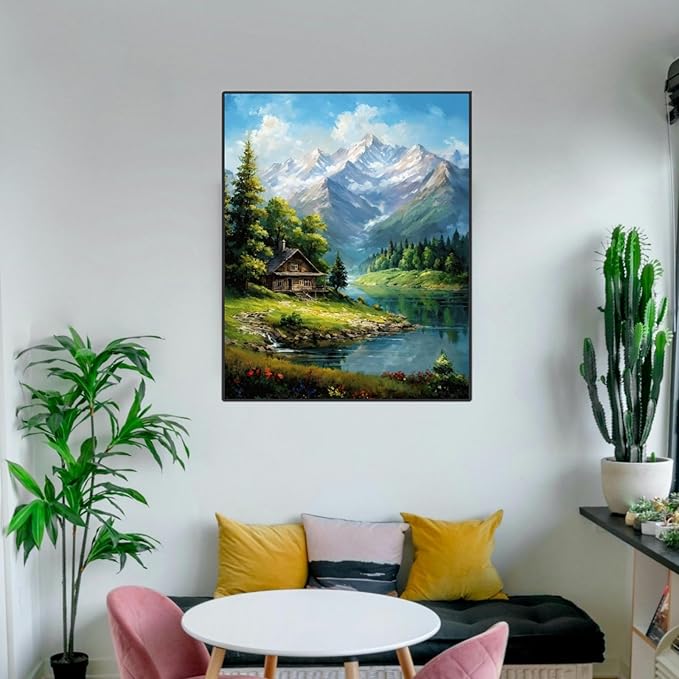 Mountain Paint By Numbers Kit For Adults Landscape Adult Paint By Number Kits Canvas Painting Kit For Beginner Adults' Paint-By-Number Kits Oil Painting Kits For Gift Home Wall Decor 16x20 Inch