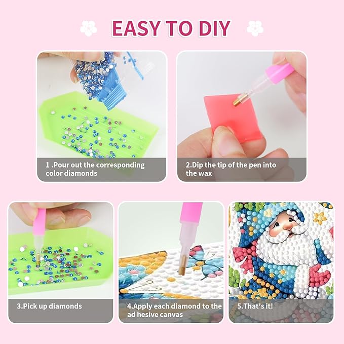 PERFECTSIGHT Cute 5D Diamond Art Kits with Wooden Frame, Kawaii DIY Painting Art for Adults Teen, Diamond Arts and Crafts Sets, Big Gem Full Drill Diamond Dots for Women Beginners (Dwarf)