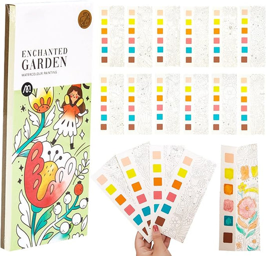 Pocket Watercolor Book Set, Watercolor Painting Book,Watercolor Bookmarks for Kids, Beginning, Students Painters Christmas Gifts (1PCS-A)