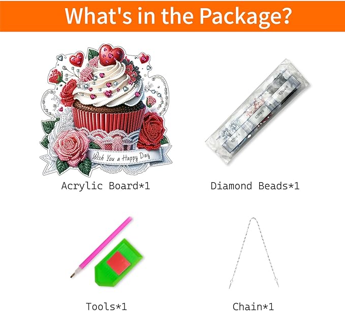 VODAPYC Valentine's Day Diamond Art Hanging Kits for Adults, DIY Double Sided Special Shaped Diamonds Art Window Pendant Ornament for Home Decor(Rose Ice Cream)
