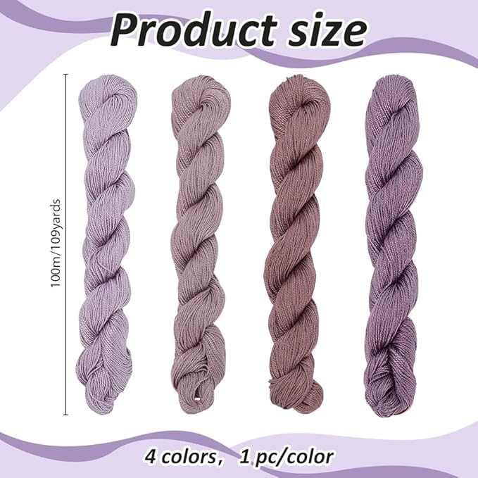 FREEBLOSS 4 Pcs Sashiko Thread Sashiko Skein 4 * 100 M Pure Cotton Embroidery Thread Japanese Sewing Threads Quilting & Embroidery Sewing Kit Supplies 4 Purple Theme Colors