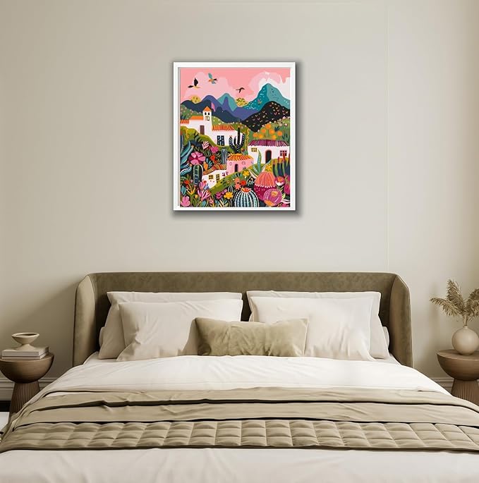BYGFHLYW Paint by Numbers Kit for Adults Beginners, Wildflower Mountains Landscape Adult Paint by Number Kits On Canvas, DIY Nature Acrylic Oil Painting Kits for Home Wall Decor 16x20Inch