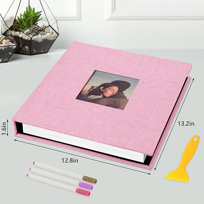 Zesthouse 18 In Photo Album Self Adhesive with Picture Display Window, 3-Ring Scrapbook Albums 60 Pages Holds 10x12 8x10 5x7 4x6 Photos, DIY Photo Book Ideal Gift for Family Wedding Baby