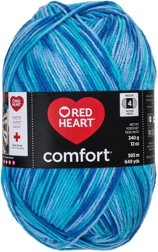 RED Heart Comfort Yarn, Turquoise/Blue Print