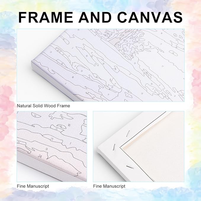 Yezavesu 12x16 Inch Cat Framed Paint by Numbers Kit for Adults Beginner, Orange Cat Paint by Numbers with Frame, DIY Number Painting for Adults for Home Wall Decor Gift