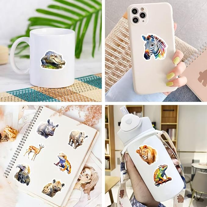 200 pcs cute animal stickers bulk for kids,girls,boys,teens adults.waterproof vinyl kawaii sticker pack for water bottle laptop, phone.teacher reward kids stickers in wild/farm/dinosaurs/fish