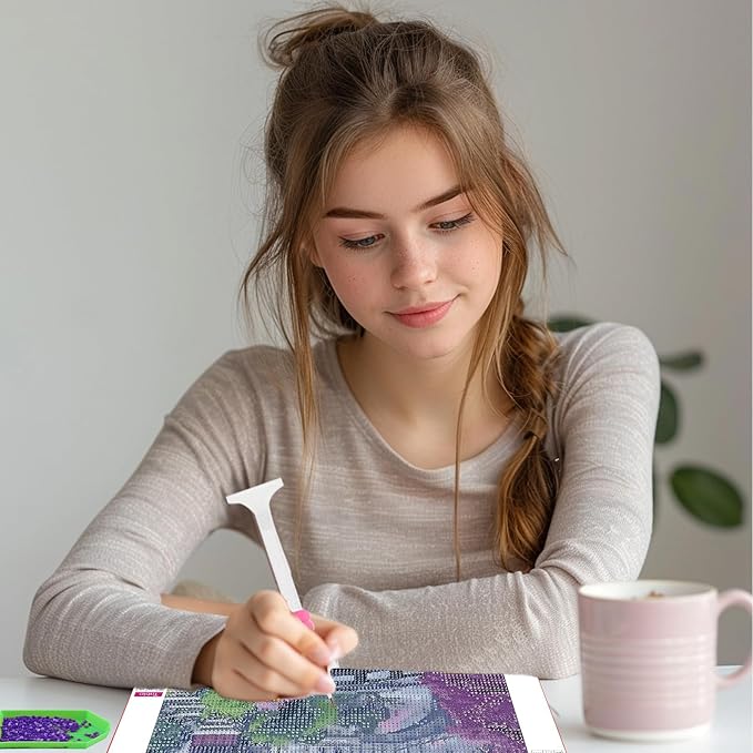 SENQAO Plum Blossom Dreamscape Diamond Art Kits for Adults, Vintage Flower Tree Scenery Diamond Painting Kits for Beginners, 5D Round Full Drill Winter Gem Art Kit, Home Wall Decor Gifts 12x12 inch