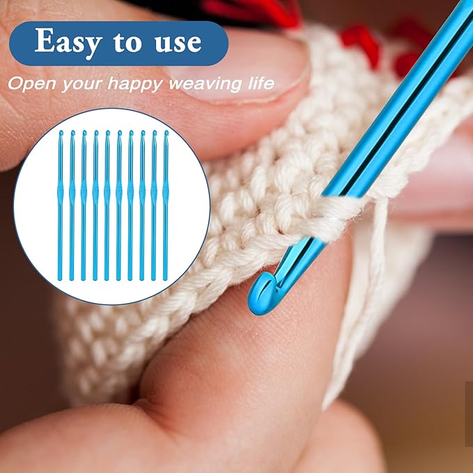 Crochet Hook 10pcs 5mm Aluminum Crochet Hook Knitting Needles for DIY Craft Yarn Crochets Supplies for Knitting Scarf (Blue)