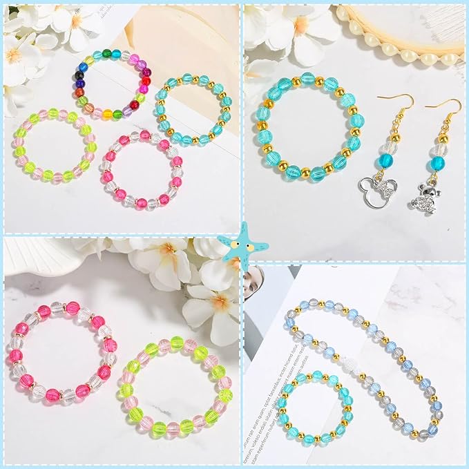 Paxcoo 700 Pcs Crystal Acrylic Beads Faceted Bicone Gem Beads for Jewelry Making (8 MM)