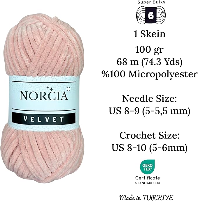 Soft Velvet Yarn Chenille Yarn for Crocheting Super Bulky 3x100g (3x74.3 yds) Baby Blanket Yarn for Knitting Amigurumi Yarn for Crochet Weaving Craft (Powder, 3 Skeins)
