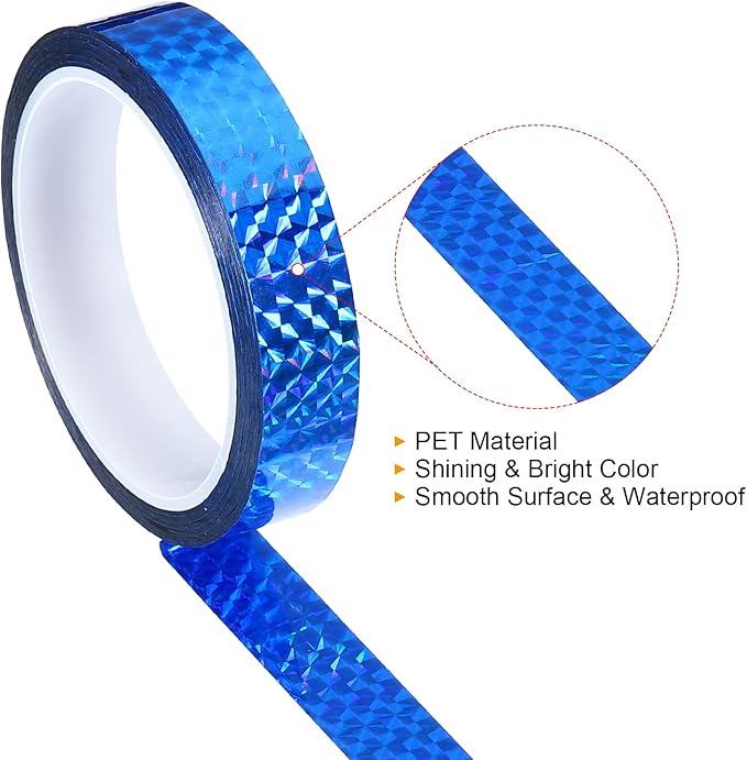 PATIKIL Prism Tape 0.8 Inch x 55 Yards, Holographic Metalized Reflective Adhesive for Detailing Accent Wall Decor Art, Blue