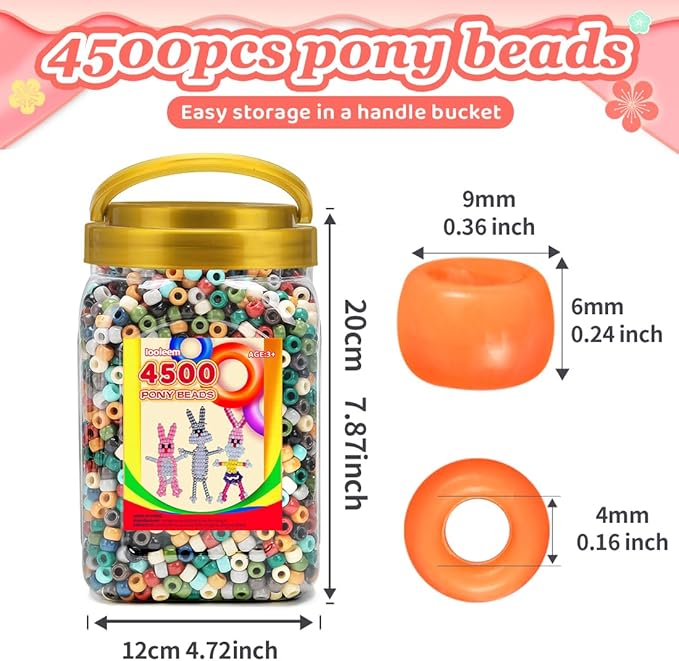 iooleem pony beads(4500pcs earth-tone colored pony beads),beads for bracelets making, crafts, beading supplies, friendship bracelets making.