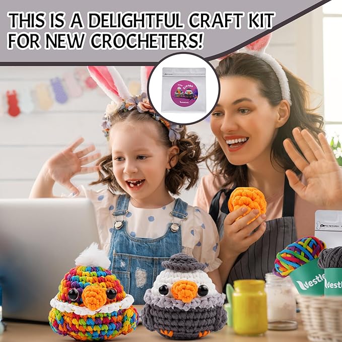 Vanttokeey Crochet Kit for Beginners, Animal Amigurumi Crochet Kits Included, Step-by-Step Video Tutorials, Beginner Crochet Kit for Adults and Kids, DIY Easy Crochet Crafts (Eagle Parrot)