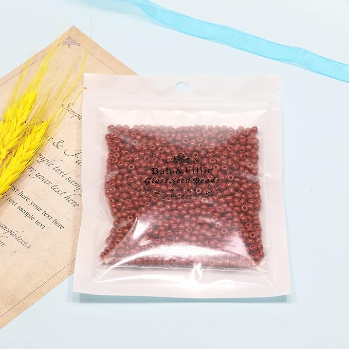 Bala&Fillic Coffee Color 4mm Seed Beads About 1200pcs/100Grams in Bag, 6/0 Glass Craft Beads for Making Bracelet and Necklace (Coffee)