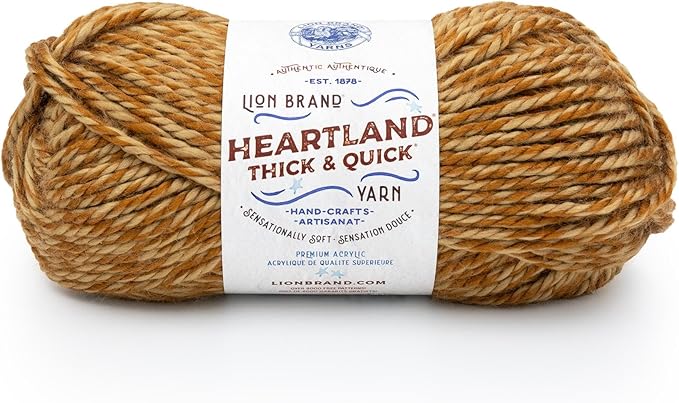 Lion Brand Yarn, Bulky Heathered Heartland Thick & Quick Yarn for Knitting and Crochet, Zilker, 1 Pack