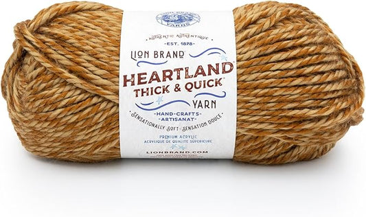 Lion Brand Yarn, Bulky Heathered Heartland Thick & Quick Yarn for Knitting and Crochet, Zilker, 1 Pack