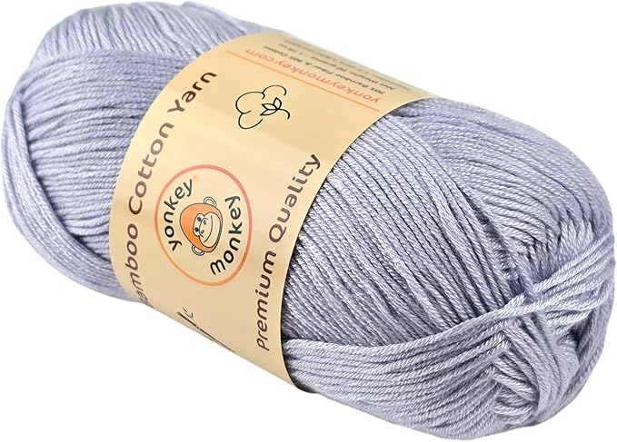 10-Pack of Yonkey Monkey 500 Grams Yarn - 70% Rayon derived from Bamboo, 30% Cotton - Imported - White Gray 9006