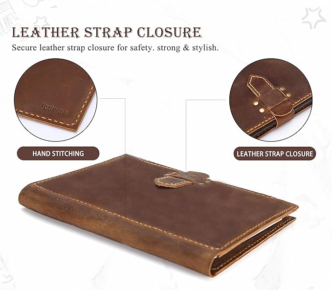 Leather Sketchbook Cover for A5/5.5"x8.5" sketch pads - Handmade Genuine Leather Artist Case with Pencil Holder & Zipper Pocket, Professional Drawing Supplies (Brown, 5.5"x8.5")
