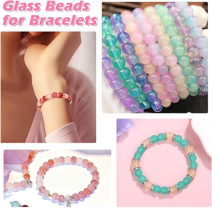 shynek 2800 6mm Glass Beads for Bracelets, 56 Colors Crystal Beads for Jewelry Making, Bracelet Making and DIY Crafts(28 Solid Colors and 28 Mermaid Colors)