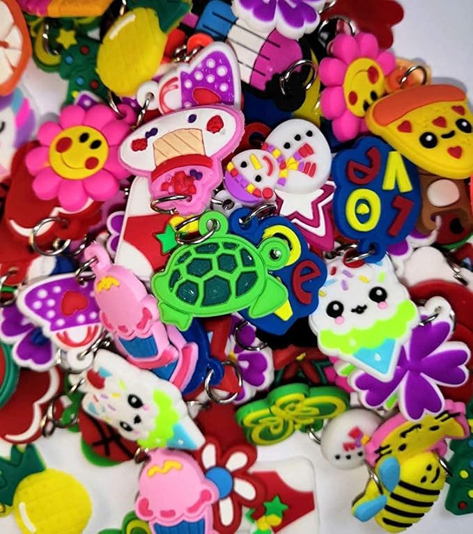 Flydem Rubber Loom Band Silicone Charm, Bracelet Charms,Loom Rubber Bands Charms,Bracelet Pendant,(105pcs)
