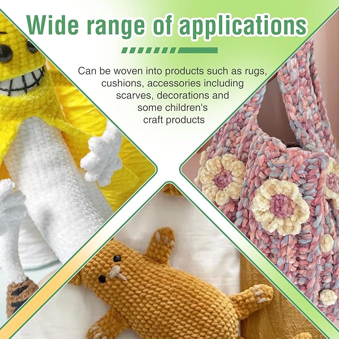 LUNARM Chenille Velvet Yarn for Crocheting & Knitting, Soft Yarn for Making Blankets, Clothes & More - 3 * 3.35oz, 3 * 162yds (White)