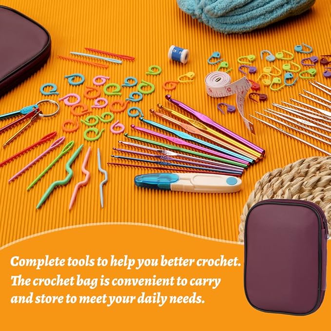 Zlulary 86 PCS Crochet Hook Set, Crochet Needles Set with Knitting Needles, Stitch Markers, Crochet Hook Case, and Crochet Accessories for Crocheting Craft Mother's Day