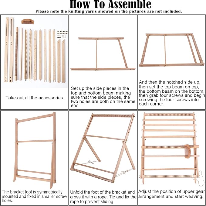 WILLOWDALE 25.2" H x 19.3" W Weaving Loom with Stand Wooden Multi-Craft Weaving Loom Arts & Crafts, Extra-Large Frame, Develops Creativity Weaving Frame Loom with Stand for Beginner