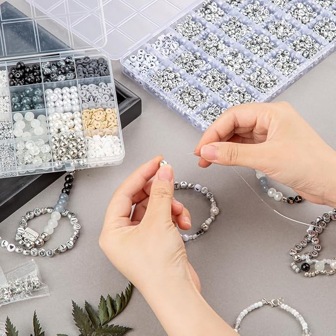 Goldwise Friendship Bracelet Kit 2 Boxes-3814 Pcs New Album Inspired Music Bracelet Making Kits with Glass Seed Beads Clay Beads Pearl Beads and A -Z Letter Beads with Charms for Bracelet Making Gift