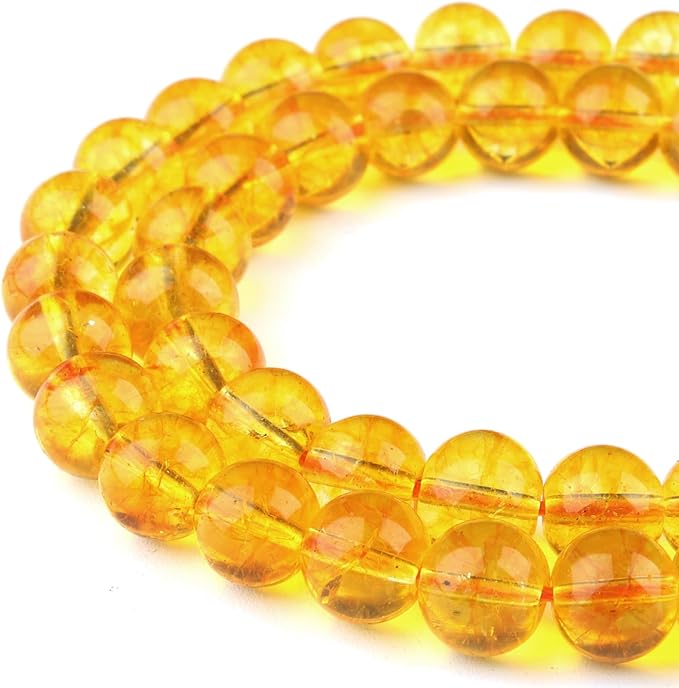 Crystal Beads for Jewelry Making - 6mm Glass Round Craft Beads for Bracelets(58-62pcs, Citrine Crystal)