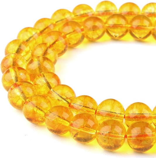 Crystal Beads for Jewelry Making - 10mm Glass Round Craft Beads for Bracelets(35-38pcs, Citrine Crystal)