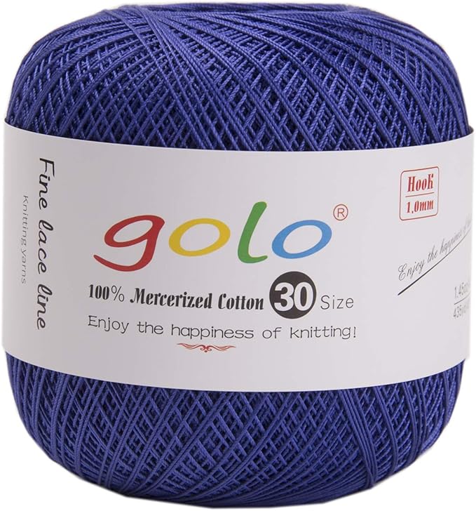 golo Crochet Yarn Size 30 for Hand Knitting Sapphire Blue 797