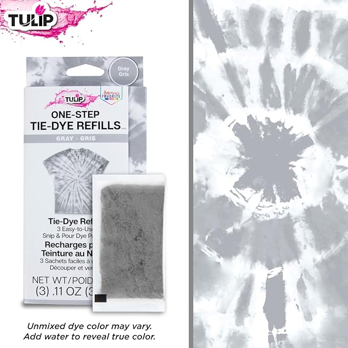 Tulip One-Step Tie-Dye Kit , 3 Fabric Dye Refill Packs, Packs, Gray