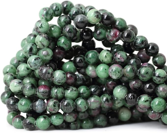 45PCS 8mm Natural Ruby Zoisite Jasper Gemstone Round Loose Beads for Jewelry Making 1 Strand 15"
