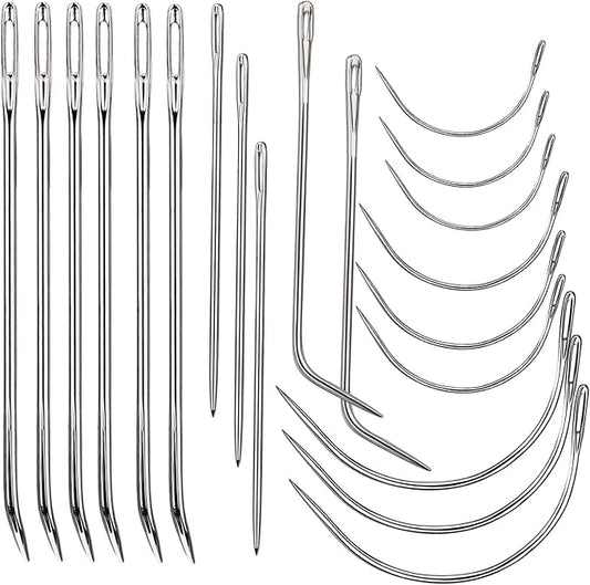 20 Pcs Leather Sewing Needles,Heavy Duty Sewing Needles Kit Include Curved Leather Needle,Sack Needle,Hand Sewing Needle,Leather Needles for Upholstery,Leather Craft,Carpet Canvas Repair