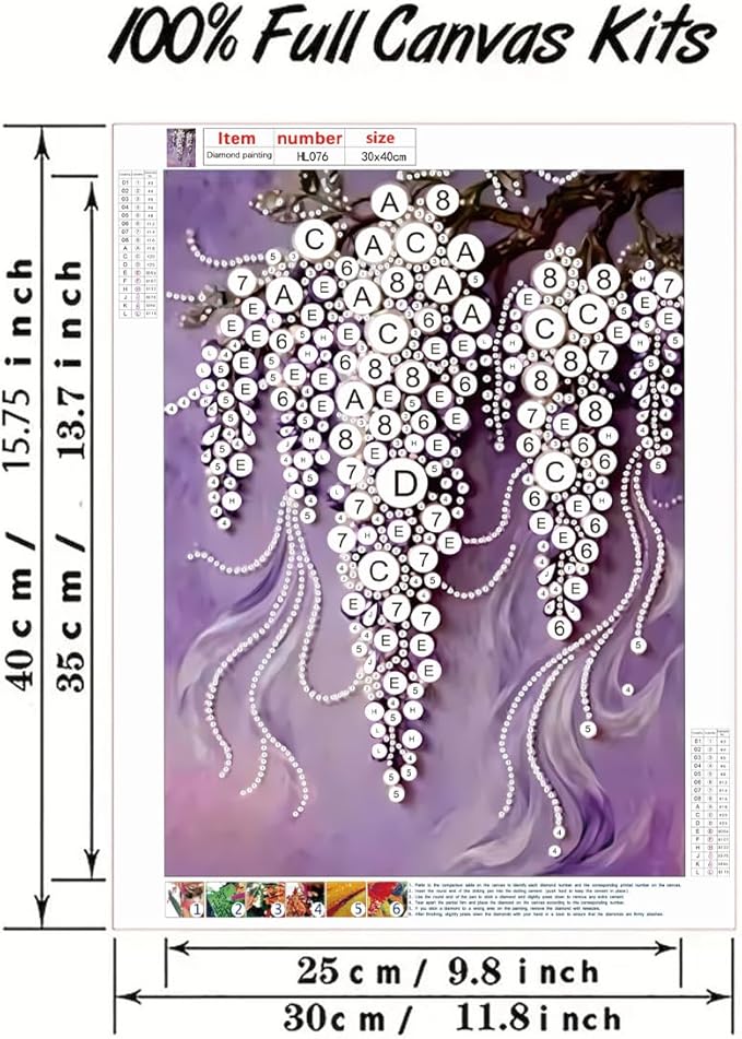 GEMFAMILY Violet Pearl Diamond Art Kits for Adults,DIY Special Shaped Diamond Painting Kit for Beginners,5D Diamond Painting Pearl Gem Art for Home Wall Decor 12 X 16 Inch