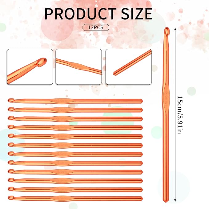 Abeillo 12 PCS 5.5 mm Crochet Hook, US Size I Crochet Hooks Size 9 Aluminum Knitting Needles, Crochet Needles for Yarn Craft Beginners Women Adults