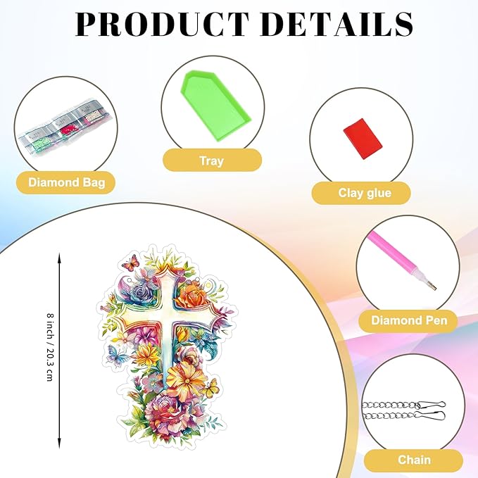 Roneenz Diamond Painting Kits Hanging Pendant, Floral Christ Hanging Diamonds Art kit for Adults, Special Shaped DIY 5D Art Window Decor, Home Garden Room Decor Gifts for Women and Girls